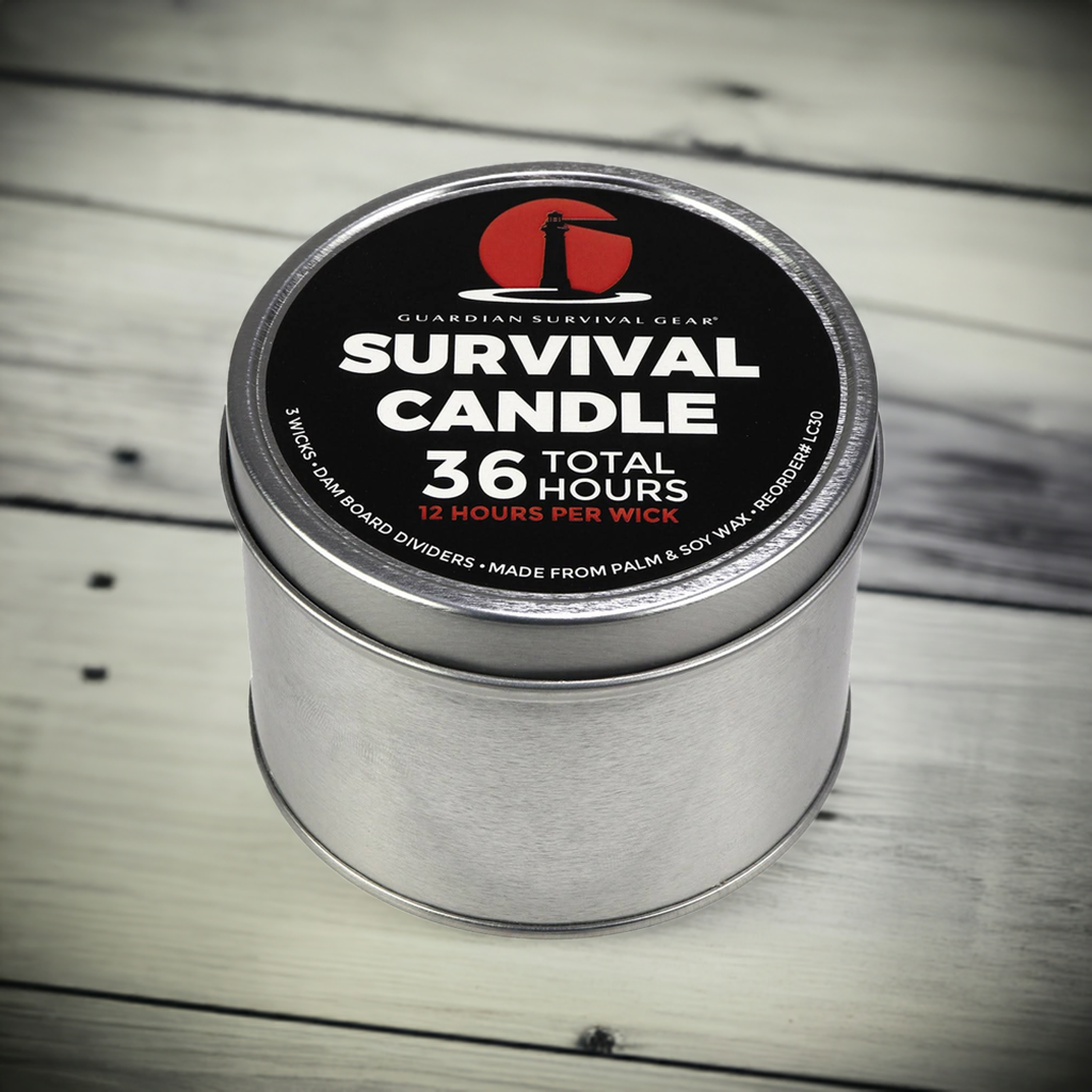 Quake Kits 3-Wick Emergency Candle in Metal Tin