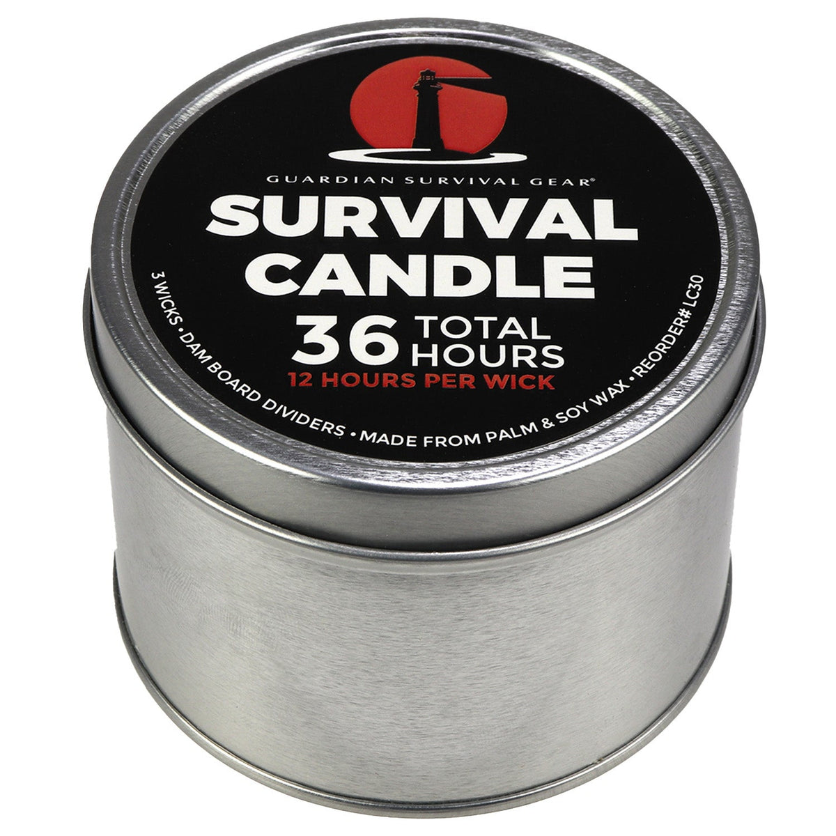 Quake Kits 3-Wick Emergency Candle in Metal Tin