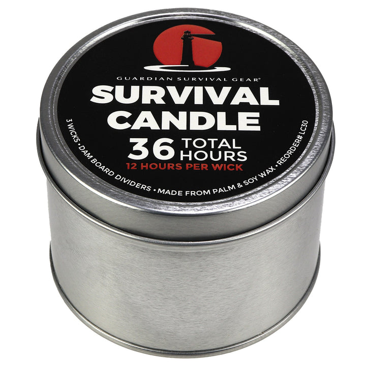 Quake Kits 3-Wick Emergency Candle in Metal Tin