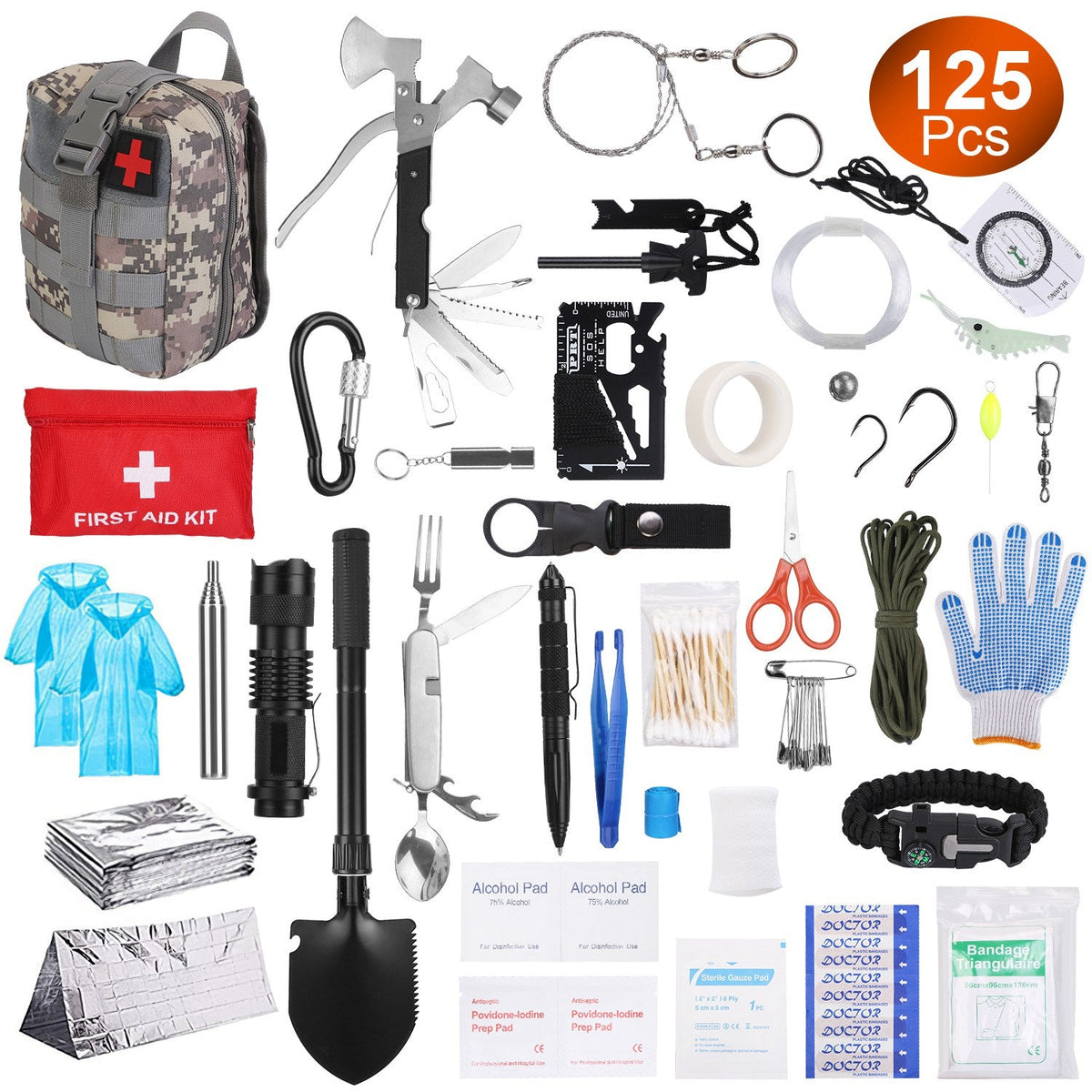LakeForest 125-Piece Emergency Survival & First Aid Kit
