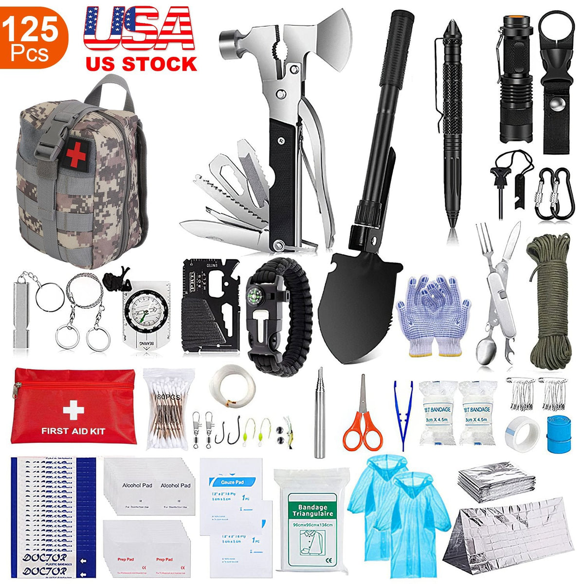 LakeForest 125-Piece Emergency Survival & First Aid Kit