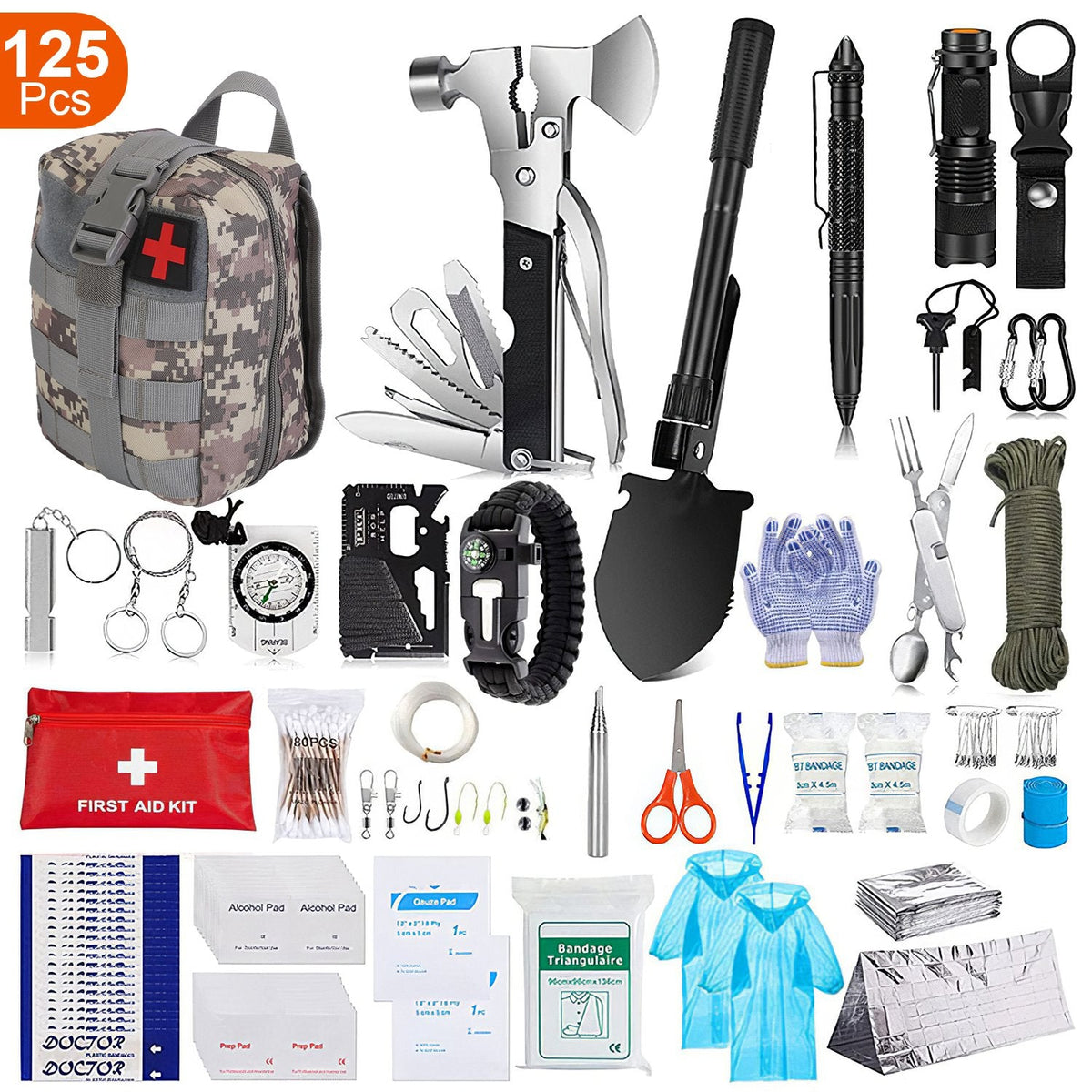 LakeForest 125-Piece Emergency Survival & First Aid Kit