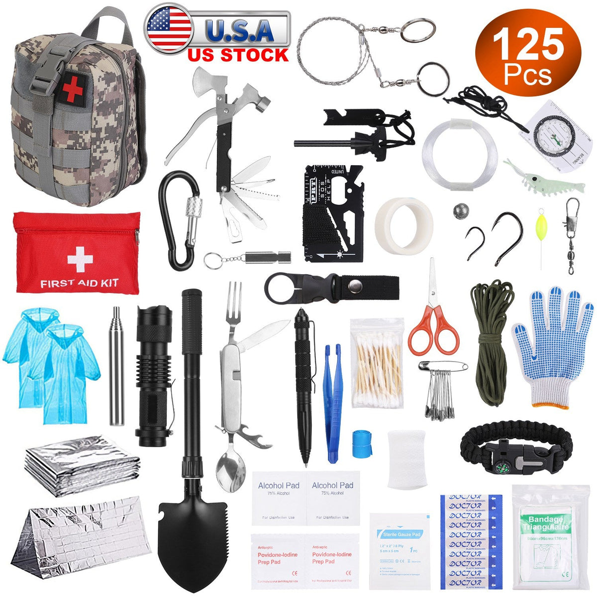 LakeForest 125-Piece Emergency Survival & First Aid Kit