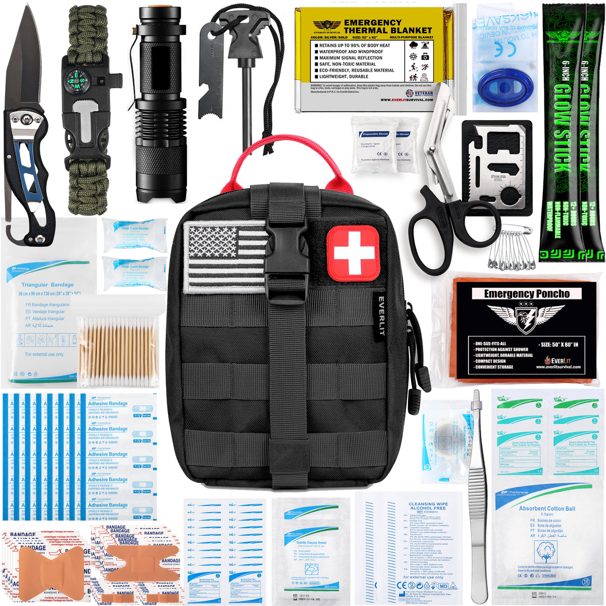 Everlit 250-Piece Survival First Aid Kit with MOLLE Pouch