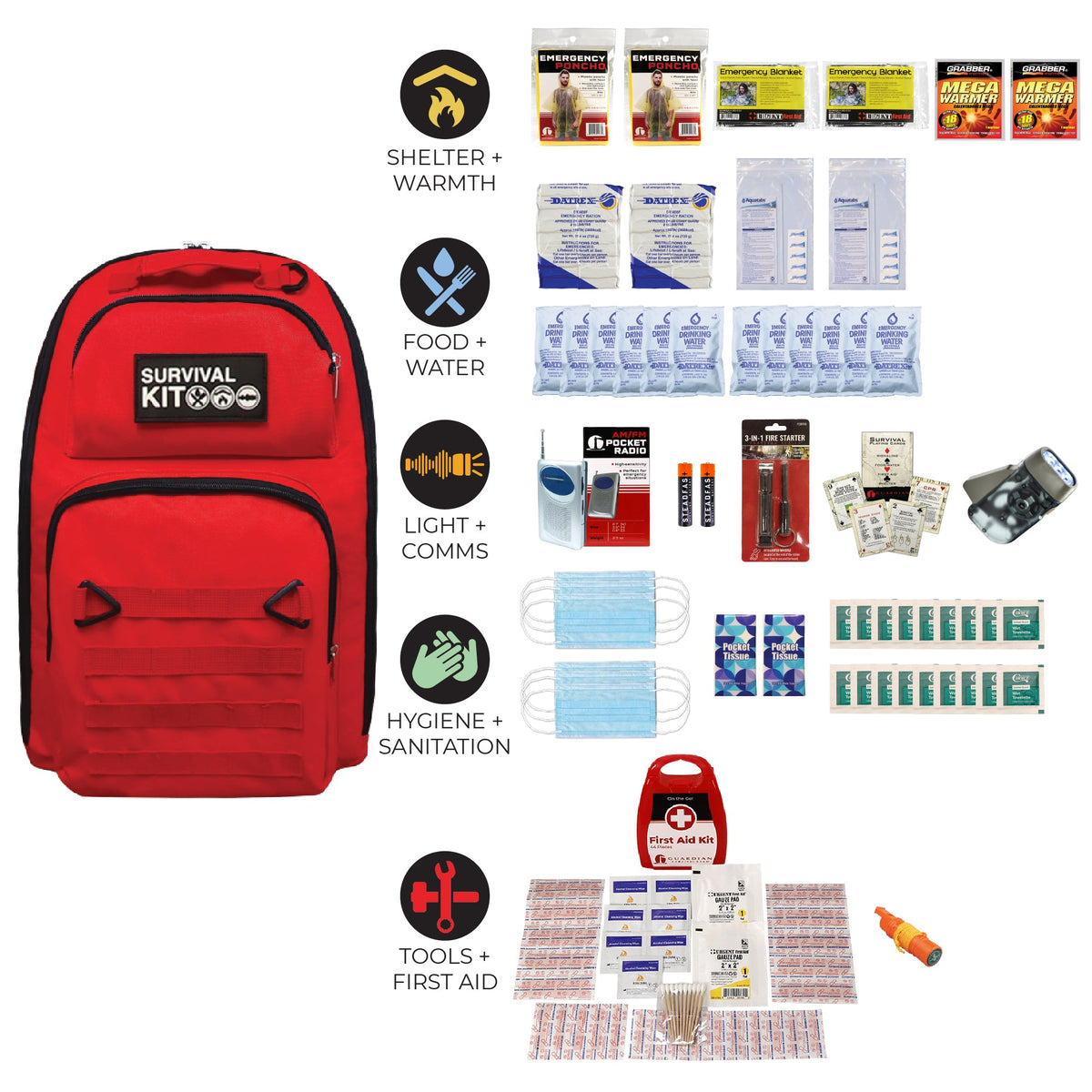 Quake Kits Prepared Emergency Survival Kit & Go Bag