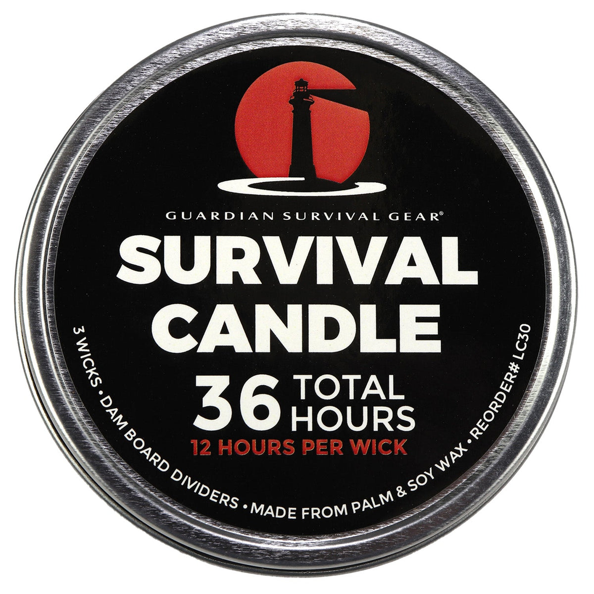 Quake Kits 3-Wick Emergency Candle in Metal Tin