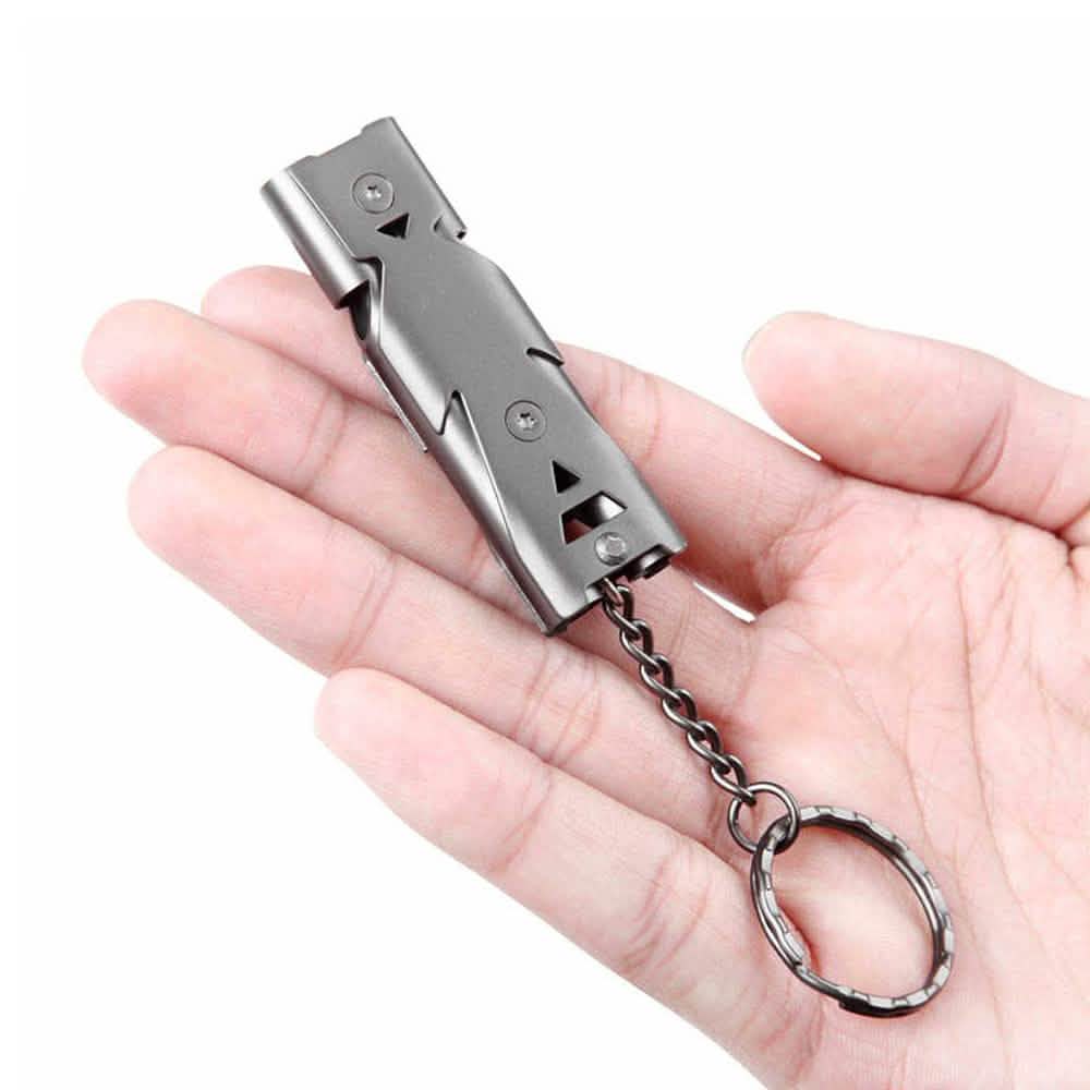 Stainless Steel Emergency Survival Whistle with Key Ring
